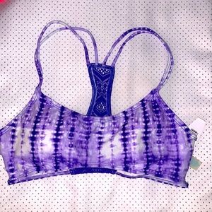 Red Camel swim top in purple, white and blue, size Large